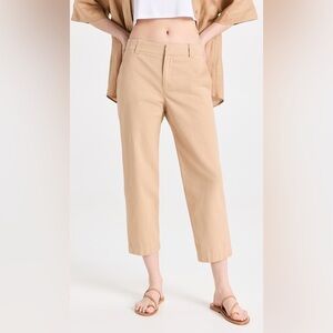 Vince Low Rise Washed Cotton Crop Pant Pale Wheat Tan Business Casual Women’s 14